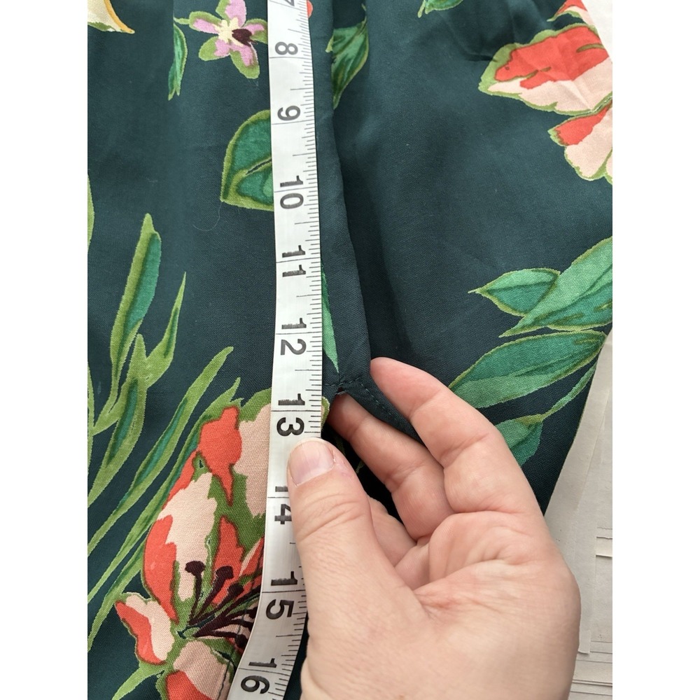 Patrons Of Peace Green Tropical Floral Pull On Maxi Skirt Sz M Side Slit Resort - Picture 7 of 8